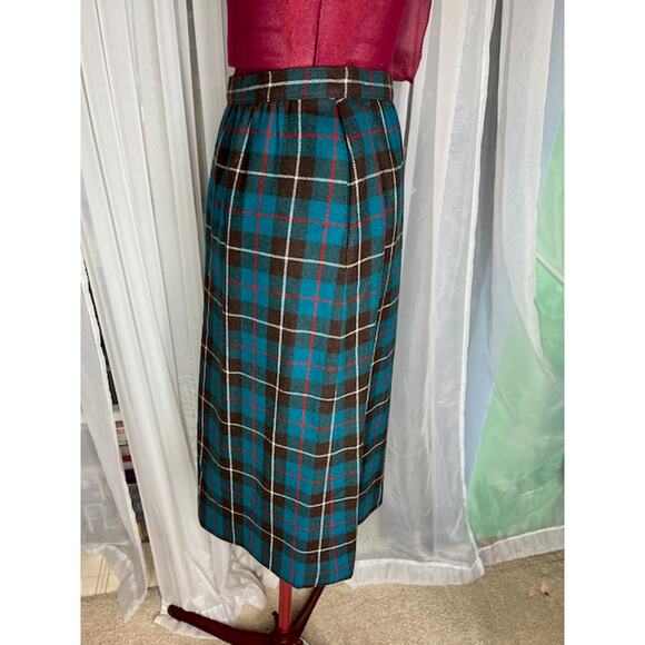 Pendleton wool plaid knee length skirt green brown red - Picture 7 of 10